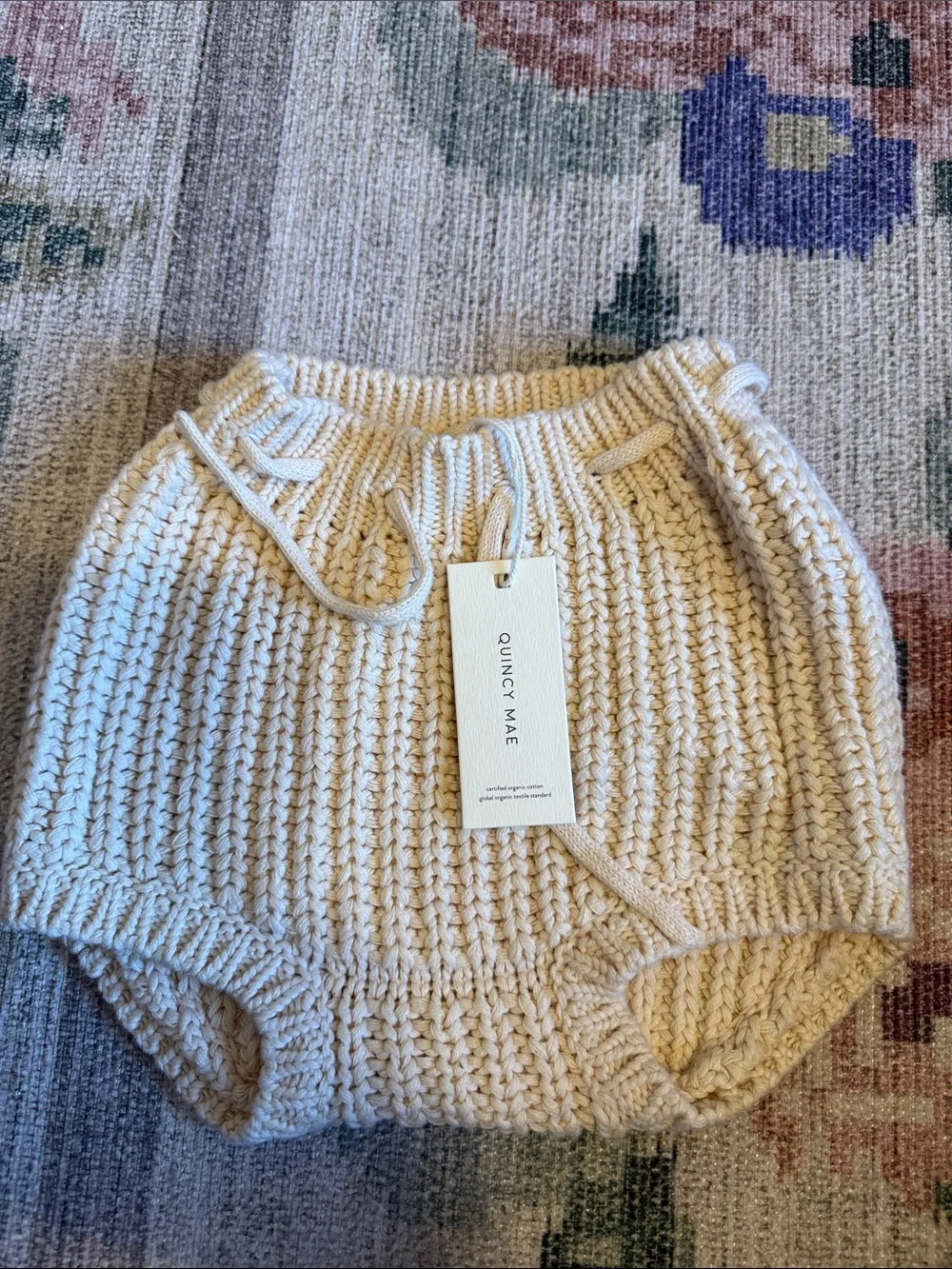 Quincy Mae Cream Knit Diaper Cover Bloomers